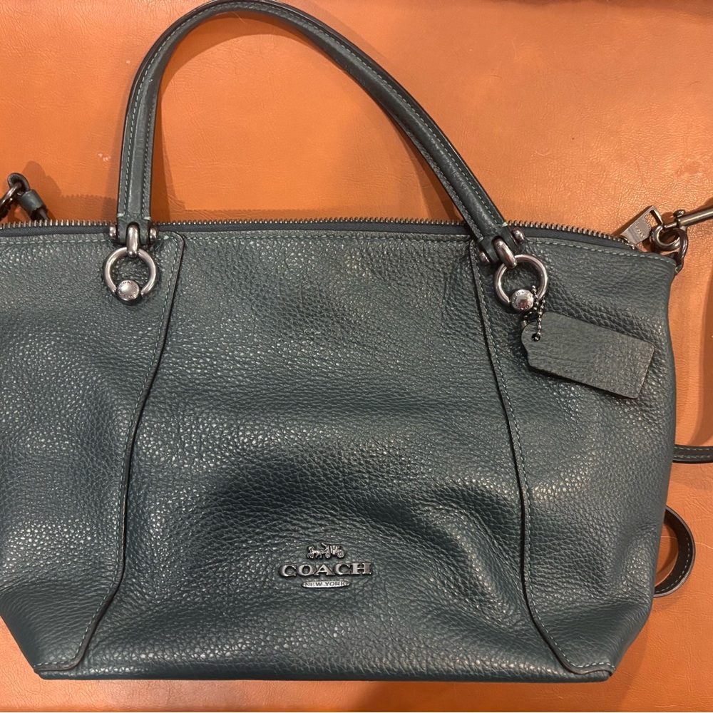 Coach Dark Green Leather Satchel